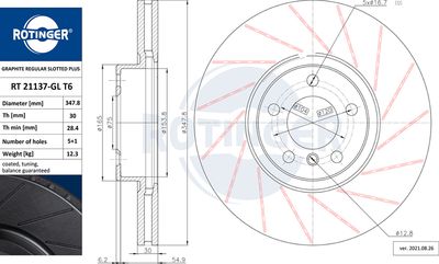 спирачен диск ROTINGER RT 21137-GL T6