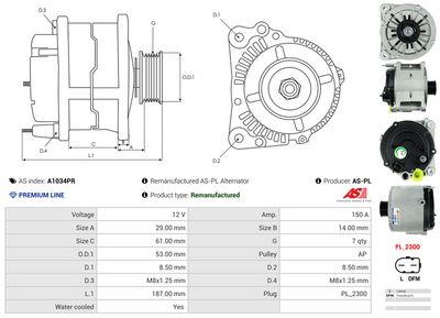 GENERATOR / ALTERNATOR AS-PL A1034PR 4