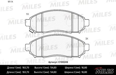 Комплект тормозных колодок, дисковый тормоз MILES E100249 для NISSAN MURANO