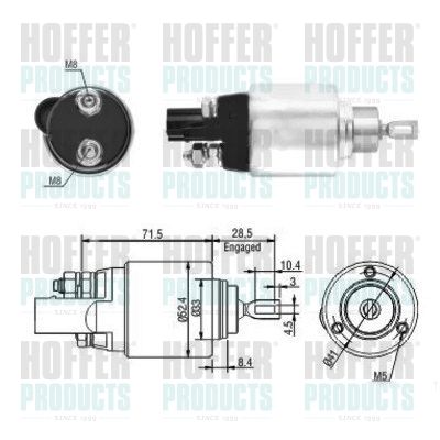 Тяговое реле, стартер HOFFER 46181 для VW JETTA