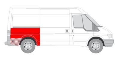 Achterspatbord Rechts (middelgroot model  naar het raam, hoogte 97mm) past: FORD TRANSIT V, TRANSIT V FL 01.00-08.13