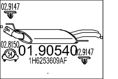 MTS 01.90540 Глушитель выхлопных газов  для VW GOLF III (1H1) 1.6