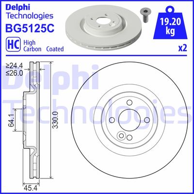 DELPHI BG5125C Тормозные диски DELPHI для MINI