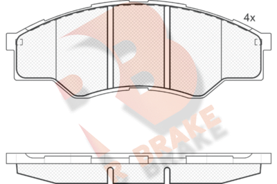 R BRAKE RB1824 Тормозные колодки и сигнализаторы для TOYOTA HILUX VII Пикап (_N1_, _N2_, _N3_) 2.5 D-4D (KUN15_, KDN1_)