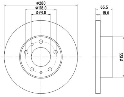 Тормозной диск HELLA 8DD 355 104-391 для FIAT DUCATO