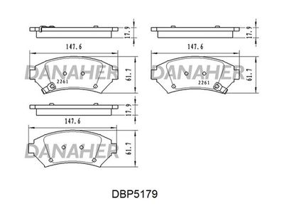 DANAHER DBP5179 Тормозные колодки и сигнализаторы  для CHEVROLET  (Шевроле Транс)
