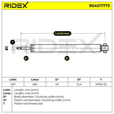 амортисьор RIDEX 854S17773