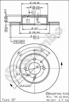 AP 14125 Тормозные диски  для FIAT CROMA (154_) 1900 Turbo D i.d. (154.LL, 154.PL)