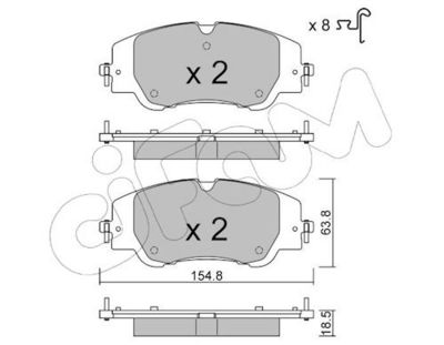 комплект спирачно феродо, дискови спирачки CIFAM 822-1350-0
