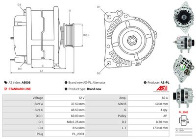 GENERATOR / ALTERNATOR AS-PL A9006 4