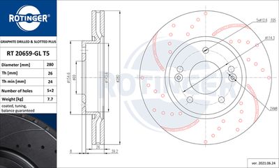 спирачен диск ROTINGER RT 20659-GL T5