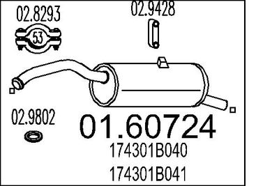 Глушитель выхлопных газов конечный MTS 01.60724 для TOYOTA STARLET