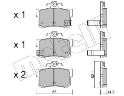 комплект спирачно феродо, дискови спирачки METELLI 22-0691-1