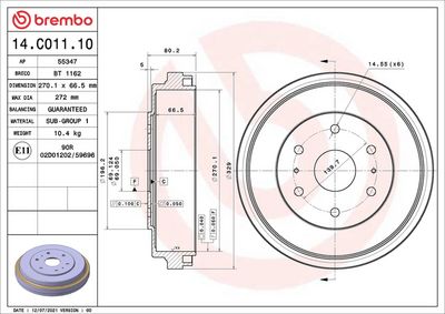 BREMSTROMMEL BREMBO 14C01110 1