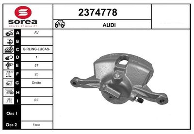 EAI 2374778 Тормозной суппорт для VW CADDY ALLTRACK вэн (SAB)