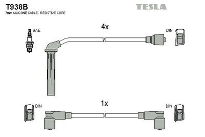 комплект запалителеи кабели TESLA T938B