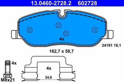 Комплект тормозных колодок, дисковый тормоз ATE 13.0460-2728.2 для LAND ROVER DISCOVERY