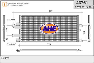 Конденсатор, кондиционер AHE 43761 для OPEL SENATOR