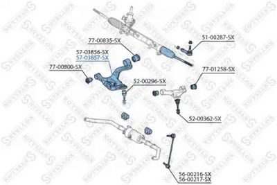 носач, окачване на колелата STELLOX 57-03857-SX