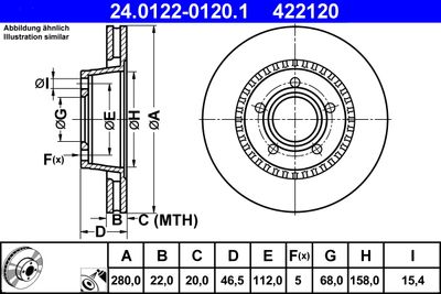 Тормозной диск ATE 24.0122-0120.1 для AUDI QUATTRO