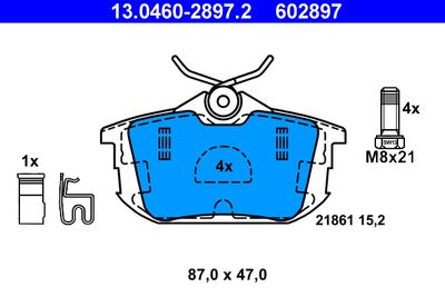 Комплект тормозных колодок, дисковый тормоз ATE 13.0460-2897.2 для SMART FORFOUR