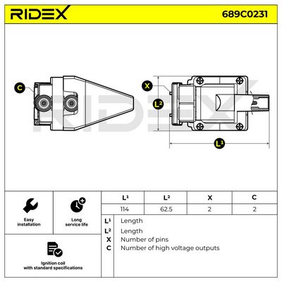 запалителна бобина RIDEX 689C0231