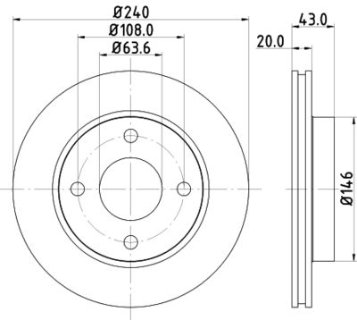 Тормозной диск HELLA 8DD 355 102-231 для FORD KA