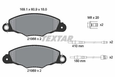 Комплект тормозных колодок, дисковый тормоз TEXTAR 2198804 для PEUGEOT 206