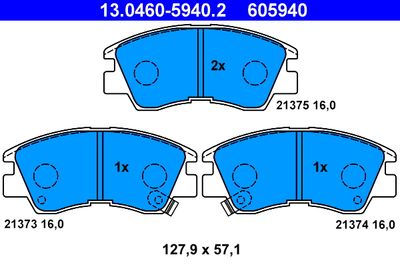 Комплект тормозных колодок, дисковый тормоз ATE 13.0460-5940.2 для MITSUBISHI L