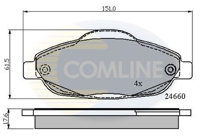 Комплект тормозных колодок, дисковый тормоз COMLINE CBP01765 для PEUGEOT 408