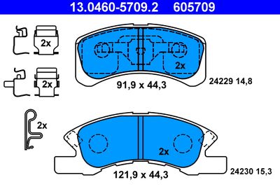 Комплект тормозных колодок, дисковый тормоз ATE 13.0460-5709.2 для DAIHATSU TREVIS