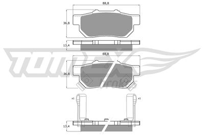 TOMEX Brakes TX 10-99 Тормозные колодки и сигнализаторы  для HONDA CIVIC V седан (EG, EH) 1.6 16V Vtec (EH9)