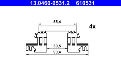 Комплектующие, колодки дискового тормоза ATE 13.0460-0531.2 для MAZDA 3