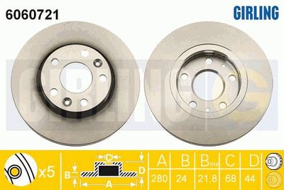 GIRLING 6060721 Тормозные диски для RENAULT DUSTER