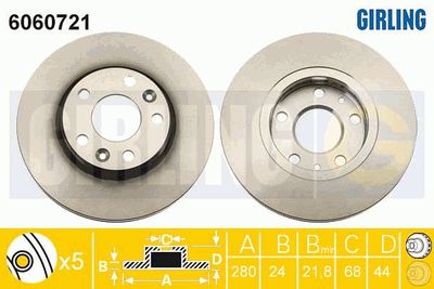 Тормозной диск GIRLING 6060721 для RENAULT ARKANA