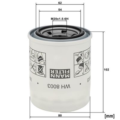 Hydraulisch filter (geschroefd) past: YANMAR B25V, 05, 08-1, VIO10-2A, VIO12-2A, VIO45