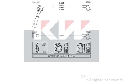 Комплект проводов зажигания KW 360 732 для DAIHATSU FEROZA