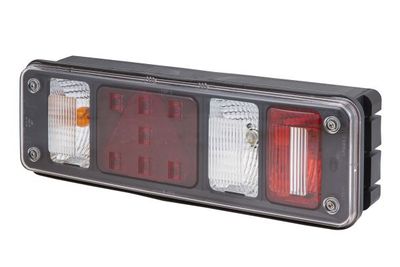 Achterlicht Links Hybrid (LED/P21W, 24V, met indicator, anti-fog licht, achteruitrijlicht, met stoplicht, parkeerlicht, driehoekige reflector, zijspeling, aansluiting: 4x SuperSeal 2PIN/AMP DIN 7PIN B