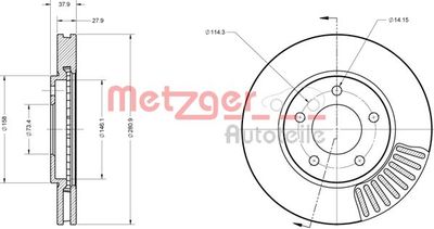 METZGER 6110382 Тормозные диски  для DODGE CARAVAN (RG_) 3.8 AWD