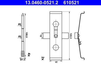 Комплектующие, колодки дискового тормоза ATE 13.0460-0521.2 для AUDI TT