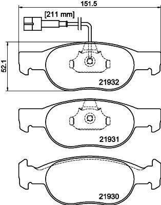 Комплект тормозных колодок, дисковый тормоз 8DB 355 007-921