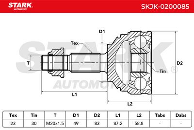 каре комплект, полуоска STARK SKJK-0200085