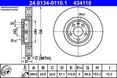 Тормозной диск ATE 24.0134-0110.1 для VW TOUAREG