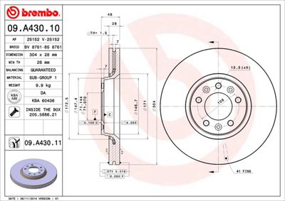 BREMBO Bremsscheibe PRIME LINE - UV Coated (09.A430.11)