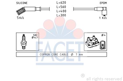 Комплект проводов зажигания FACET 4.8694 для LANCIA Y10