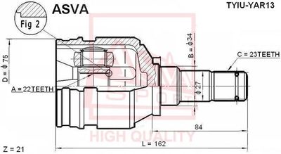 Шарнирный комплект, приводной вал ASVA TYIU-YAR13 для TOYOTA IST