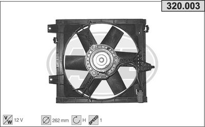 AHE 320.003 Вентилятор системы охлаждения двигателя  для ALFA ROMEO 166 (Альфа-ромео 166)