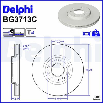 спирачен диск DELPHI BG3713C