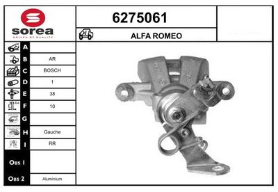 STARTCAR 6275061 Тормозной суппорт  для ALFA ROMEO MITO (955_) 1.4 (955AXB1B)