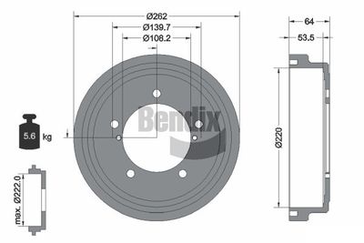BENDIX Braking BDM1157 Тормозной барабан  для SUZUKI GRAND VITARA I (FT, HT) 1.6 4x4 (SQ 416)